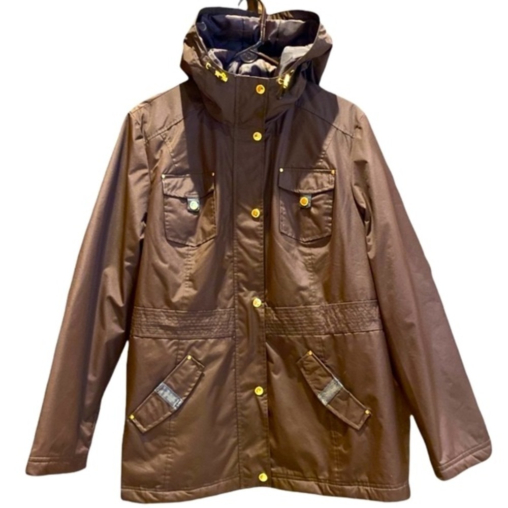 Weather Tamer Full zip snap hoodie brown jacket XL